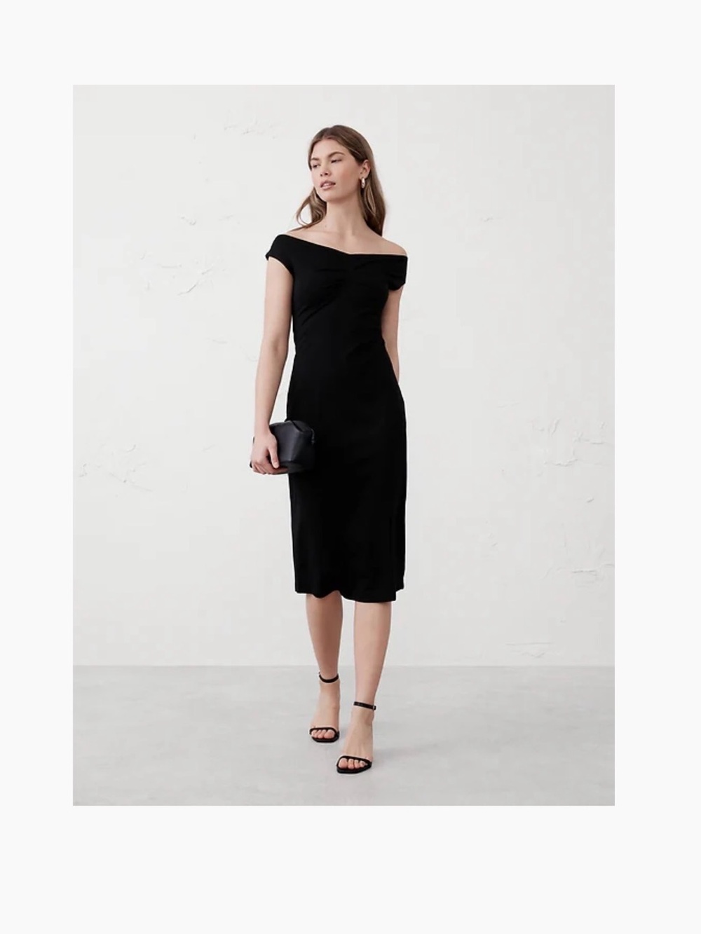 Banana Republic Black One-Shoulder Midi Dress
